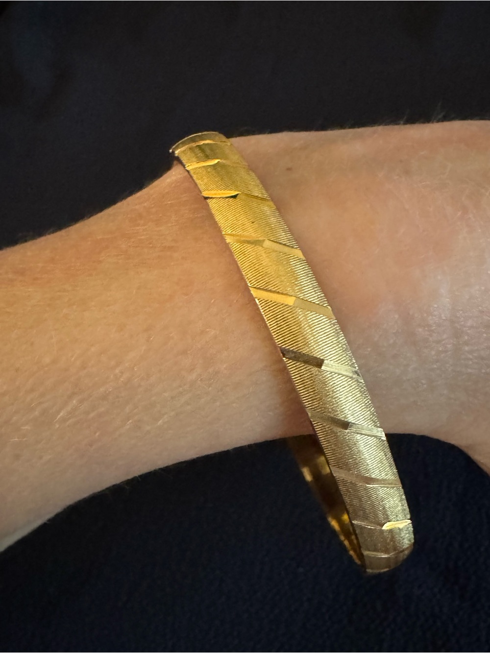 Vintage Monet Gold Tone Bangle Bracelet Brushed Satin Finish
